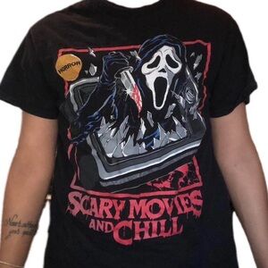 Horror movie inspired Scream black and red t-shirt
